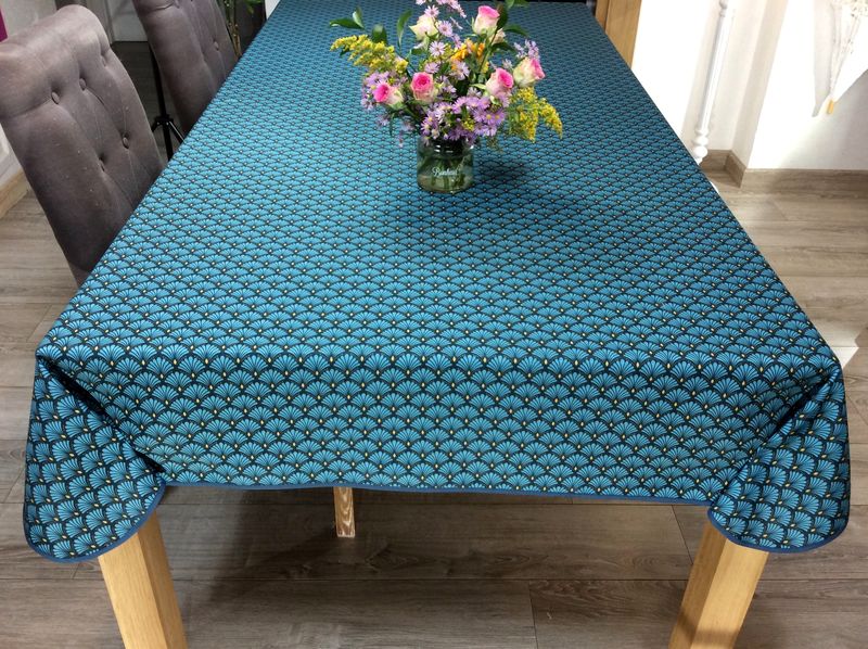 Nappe Artchic Paon Stylis Blanc Bleu Gris Vert Ou Dor